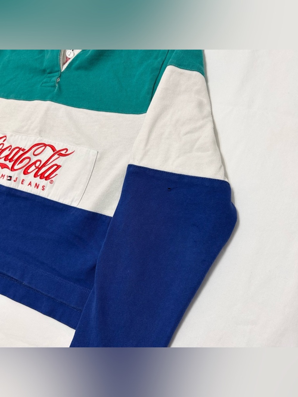 Tommy Hilfiger x Coca Cola Cropped Colorblock Rugby Shirt Embroidered Small - Picture 3 of 7
